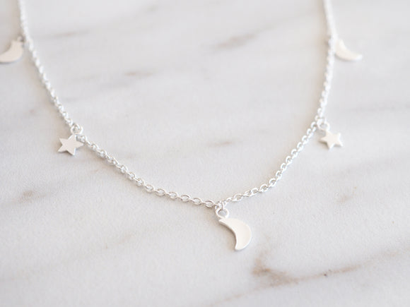 Star and Moon Charm Necklace