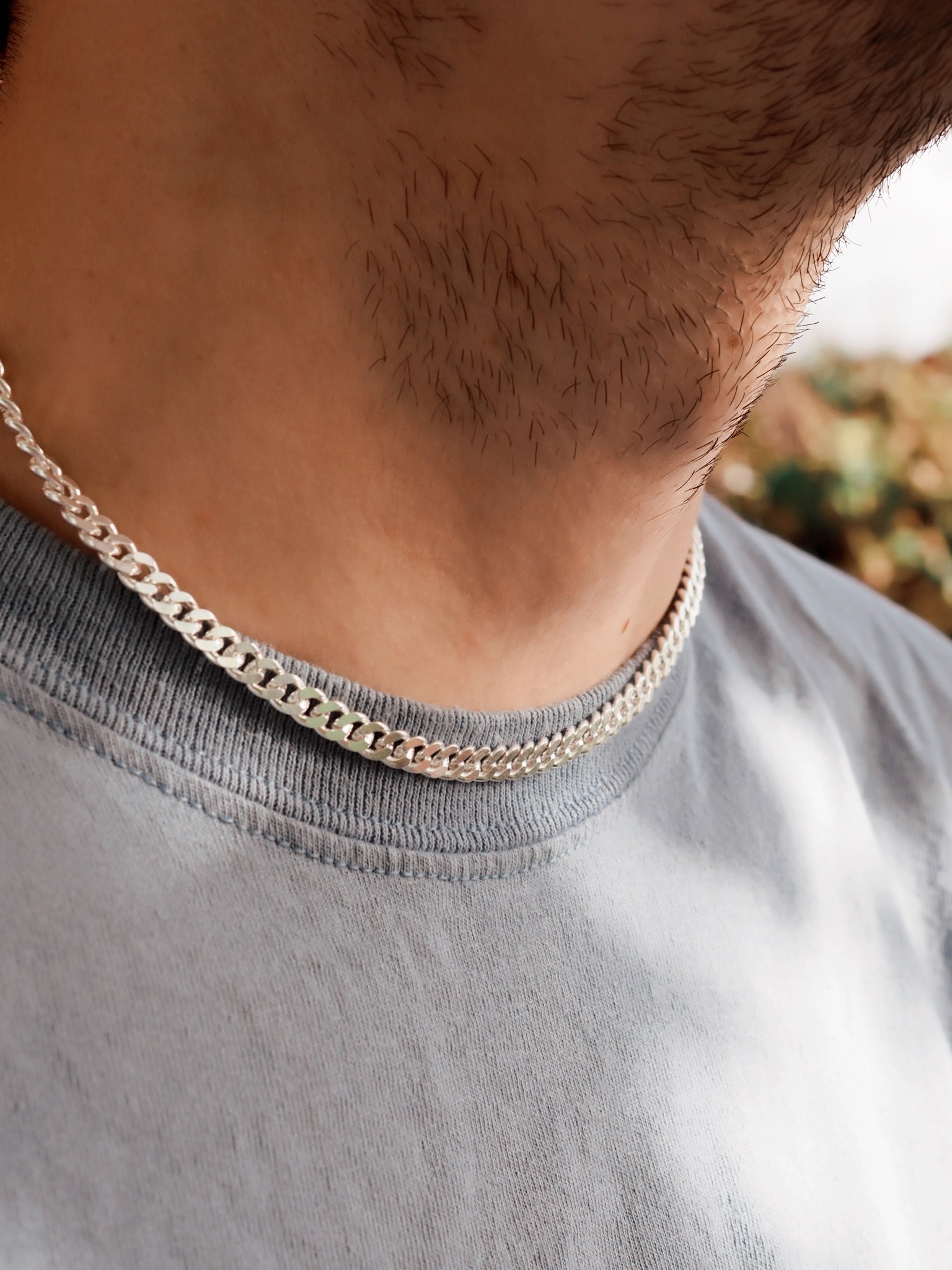 11mm Square-Edged Chunky Silver Curb Chain - Brighton Silver