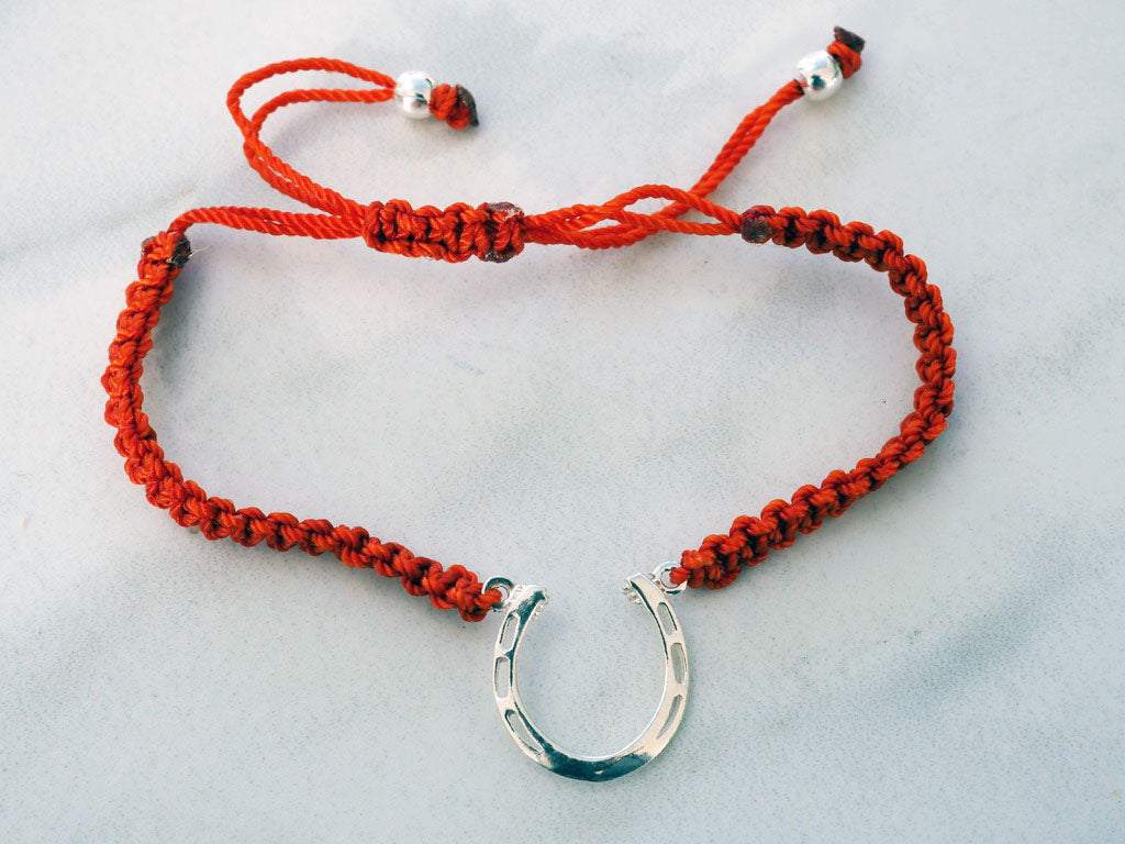 Bead Bracelet With Charm - Stone Beads With a Horse, Cross