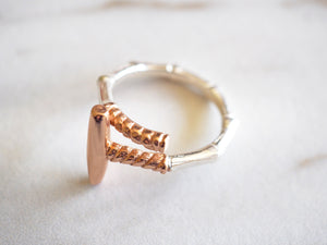 Silver and Rose Gold Polo Mallet Ring
